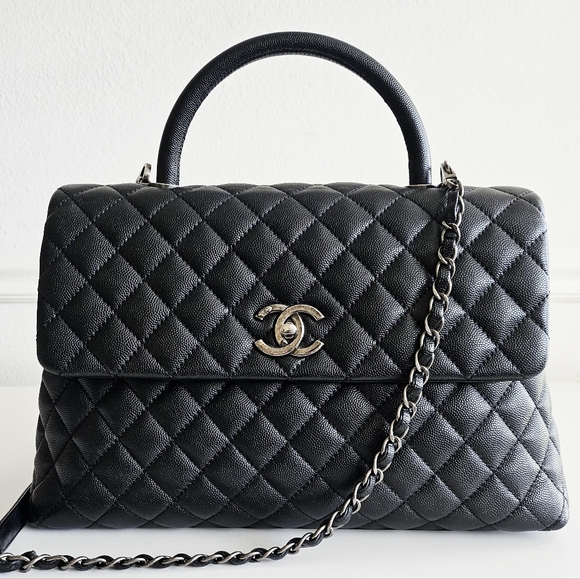 Chanel Black Caviar Coco Top Handle Maxi Flap Bag - Picture 1 of 13